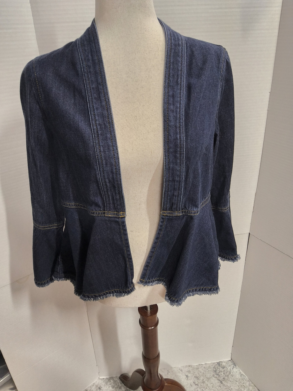 Preloved Size Xs Tommy Bahamand Distressed Denim Jacket